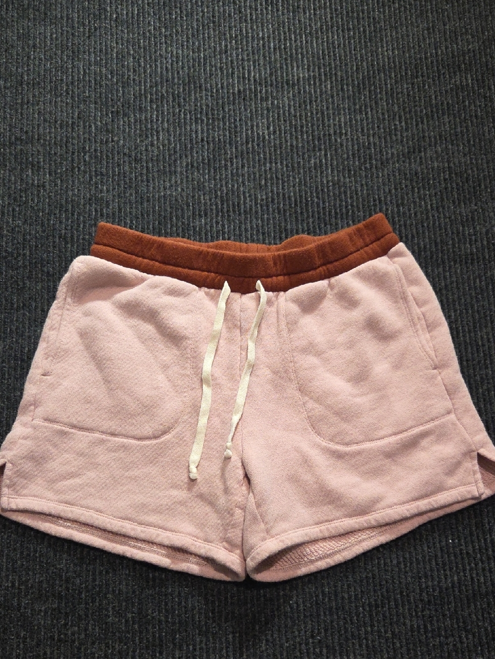 Madewell Pink Terry Shorts with Brown Waistband
